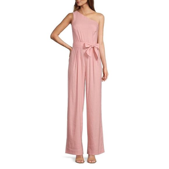 ❤️BRAND NEW Antonio Melani Carlos One Shoulder Linen Jumpsuit - Picture 1 of 5